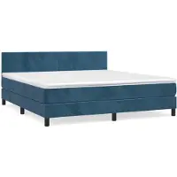 Syfax Boxspringbett mit Matratze Dunkelblau 160x200 cm Samt