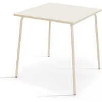 Oviala Quadratischer Gartentisch aus Metall Elfenbein - Palavas
