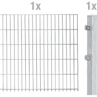 Alberts Doppelstabmattenzaun - Anbauset, Höhe 80 cm, Länge 2 m, feuerverzinkt, zum Einbetonieren