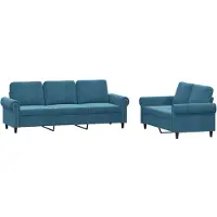 vidaXL 2-tlg. Sofagarnitur mit Kissen Blau Samt