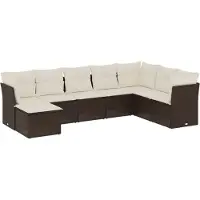 vidaXL 8-tlg. Garten-Sofagarnitur mit Kissen Braun Poly Rattan