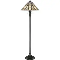 QUOIZEL Tiffany Victory Bronze Glas Valiant Stehleuchte 2 Lichter E27