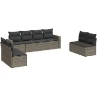 vidaXL 8-tlg. Garten-Sofagarnitur mit Kissen Grau Poly Rattan