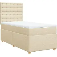 vidaXL Boxspringbett mit Matratze Creme 100x200 cm Stoff