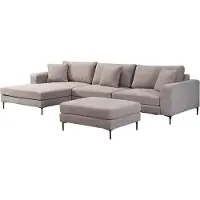 HOME DELUXE Sofa BELLANO Beige L 340 x 188 x 94 cm - Ottomane: Links | inkl. Zierkissen Cordsofa, L – Form Sofa, Ecksofa, Cordstoff