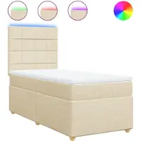 Syfax Boxspringbett mit Matratze Creme 100x200 cm Stoff