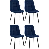 CLP 4er Set Esszimmerstuhl Tilde gepolstert mit Rückenlehne bis 150 kg belastbar blau Material Samt