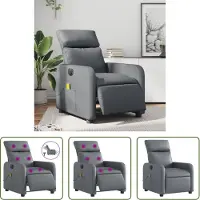 The Living Store Massagesessel Elektrisch Grau Kunstleder