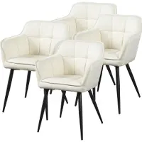 En.casa Esszimmerstuhl ’Birmingham’ 4er Set mit Armlehnen gepolstert Stahlbeine Beige