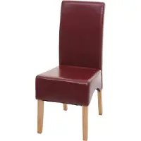 Mendler Esszimmerstuhl Crotone, Küchenstuhl Stuhl, Leder rot, helle Beine