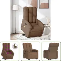 The Living Store Massagesessel mit Aufstehhilfe Braun Stoff