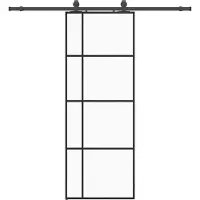 Syfax Schiebetür mit Beschlag Schwarz 76x205 cm ESG-Glas
