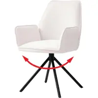 Mendler Esszimmerstuhl MCW-G67, Küchenstuhl Stuhl mit Armlehne, drehbar Auto-Position, Samt MVG creme-beige, Beine schwarz