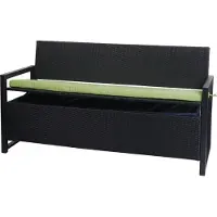 MCW Poly-Rattan 3er Sitzbank MCW-F39, Gartenbank Truhenbank, Staufach Aufbewahrung Sitzkissen anthrazit, Kissen grün
