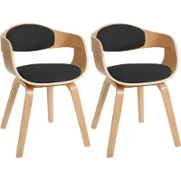 CLP 2er Set Stühle Kingston Stoff mit Polsterung und robustem Holzgestell natur/dunkelgrau Gestell Farbe natur