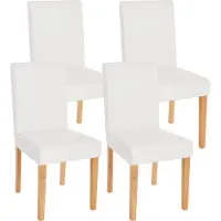 Mendler 4er-Set Esszimmerstuhl Stuhl Küchenstuhl Littau Kunstleder, weiß matt, helle Beine
