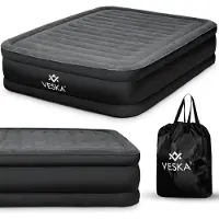Veska Aufblasbare Matratze Gästebett Selbstaufblasend Luftbett mit elektrischer Pumpe, Doppelbett Luftmatratze mit Tasche 2 Personen - 203x152x50cm - grau
