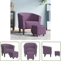 The Living Store Clubsessel mit Fußhocker Lila Stoff