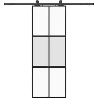 Syfax Schiebetür mit Beschlag Schwarz 76x205 cm Hartglas