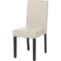 Mendler Esszimmerstuhl Littau, Küchenstuhl Stuhl, Kunstleder weiß, dunkle Beine