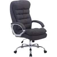 DELUKE Bürostuhl SOUK Stoff - 116x68x77, Dunkelgrau | Stoff | Metall in Chromoptik Gestell | ergonomische Bürostühle Homeoffice Stuhl mit Rollen