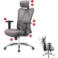 Mendler Bürostuhl MCW-J86, Schreibtischstuhl, ergonomisch, verstellbare Lordosenstütze 150kg belastbar ohne Fußstütze, grau