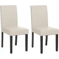 MCW 2er-Set Esszimmerstuhl Stuhl Küchenstuhl Littau Kunstleder, weiß, dunkle Beine