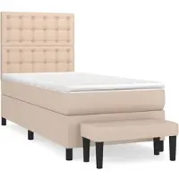 vidaXL Boxspringbett mit Matratze Cappuccino-Braun 90x190cm Kunstleder