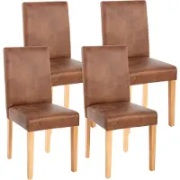 MCW 4er-Set Esszimmerstuhl Stuhl Küchenstuhl Littau Textil, WildKunstleder, helle Beine