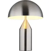 Globo Lighting Tischleuchte Metall Nickel matt, Metall Nickel matt, weiß matt, Kabel PVC schwarz, Wippschalter am Kabel, ø: 280mm, H: 390mm, Kabellänge 1500mm, exkl. 2x E27 40W 230V