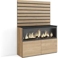 Skraut Home Sideboard, Kommode, 107x35x145 cm, Für Schlafzimmer, Zimmer, Elektrokamin XXL, Eiche farbe