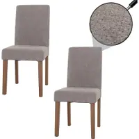 Mendler 2er-Set Esszimmerstuhl Littau, Stuhl Küchenstuhl Hochlehner, Stoff/Textil Chenille Holz hellgrau, naturfarbene Beine