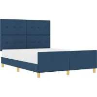 Syfax Bettgestell mit Kopfteil Blau 160 x 200 cm Stoff
