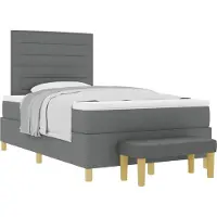 Syfax Boxspringbett mit Kopfteil Dunkelgrau 200 x 120 cm Stoff
