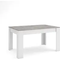 Skraut Home Esszimmertisch, 140x90x76 cm, Für 6 Gäste, Stubentisch, Zementgrau und Weiß