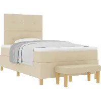 Syfax Boxspringbett mit Kopfteil Creme 200 x 120 cm Stoff