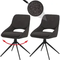 Mendler 2er-Set Esszimmerstuhl HWC-N73, Küchenstuhl, drehbar Auto-Return, Stoff/Textil Boucle (540g/m²) dunkelgrau