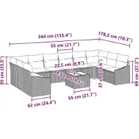 vidaXL Gartensofa-set mit Speicher Hellgrau Poly-Rattan