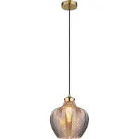 Globo Lighting Hängeleuchte Metall goldfarben matt, Glas rauchfarben, Kabel Textil schwarz, Höhe kürzbar, ø: 250mm, H: 1200mm, exkl. 1x E27 60W 230V