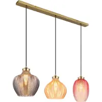Globo Goldene Pendelleuchte Jessica mit farbigem Glas 3-flammig