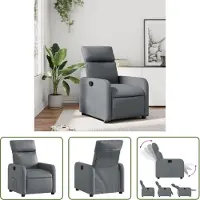 The Living Store Relaxsessel Grau Kunstleder