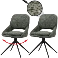 Mendler 2er-Set Esszimmerstuhl HWC-N73, Küchenstuhl, drehbar Auto-Return, Stoff/Textil Chenille (490g/m²) grün