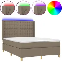 Syfax Boxspringbett mit Matratze & LED Taupe 140x190 cm Stoff
