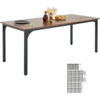 Vevor Rechteckiger Esstisch Küchentisch Holztisch (180 cm / 136,1 kg belastbar) für 6–8 Personen, Bauernhaus-Esszimmermöbel mit Eisenbeinen