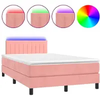 Syfax Boxspringbett mit Matratze & LED Rosa 120x200 cm Samt