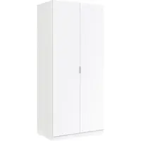 Dmora Garderobe Dleon, Schlafzimmer Kleiderschrank mit 2 Flügeltüren, Schlafzimmermöbel mit 1 Einlegeboden und Kleiderstange, 82x52h180 cm, Weiß