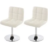 MCW 2er-Set Esszimmerstuhl Drehstuhl Stuhl Cadiz Kunstleder Chrom weiß