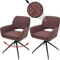 Mendler 2er-Set Esszimmerstuhl MCW-N74, Küchenstuhl, drehbar Auto-Return, Stoff Bouclé (540g/m²) hellbraun