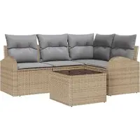 vidaXL Gartensofa-set 5 stk. Beige und hellgrau Poly-Rattan