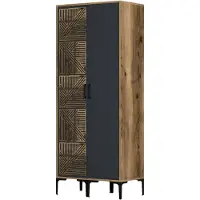 Dmora Kleiderschrank 2 Türen Algol, Schlafzimmermöbel, Schrank, Garderobe, 80x201h48 cm, Walnuss und Anthrazit